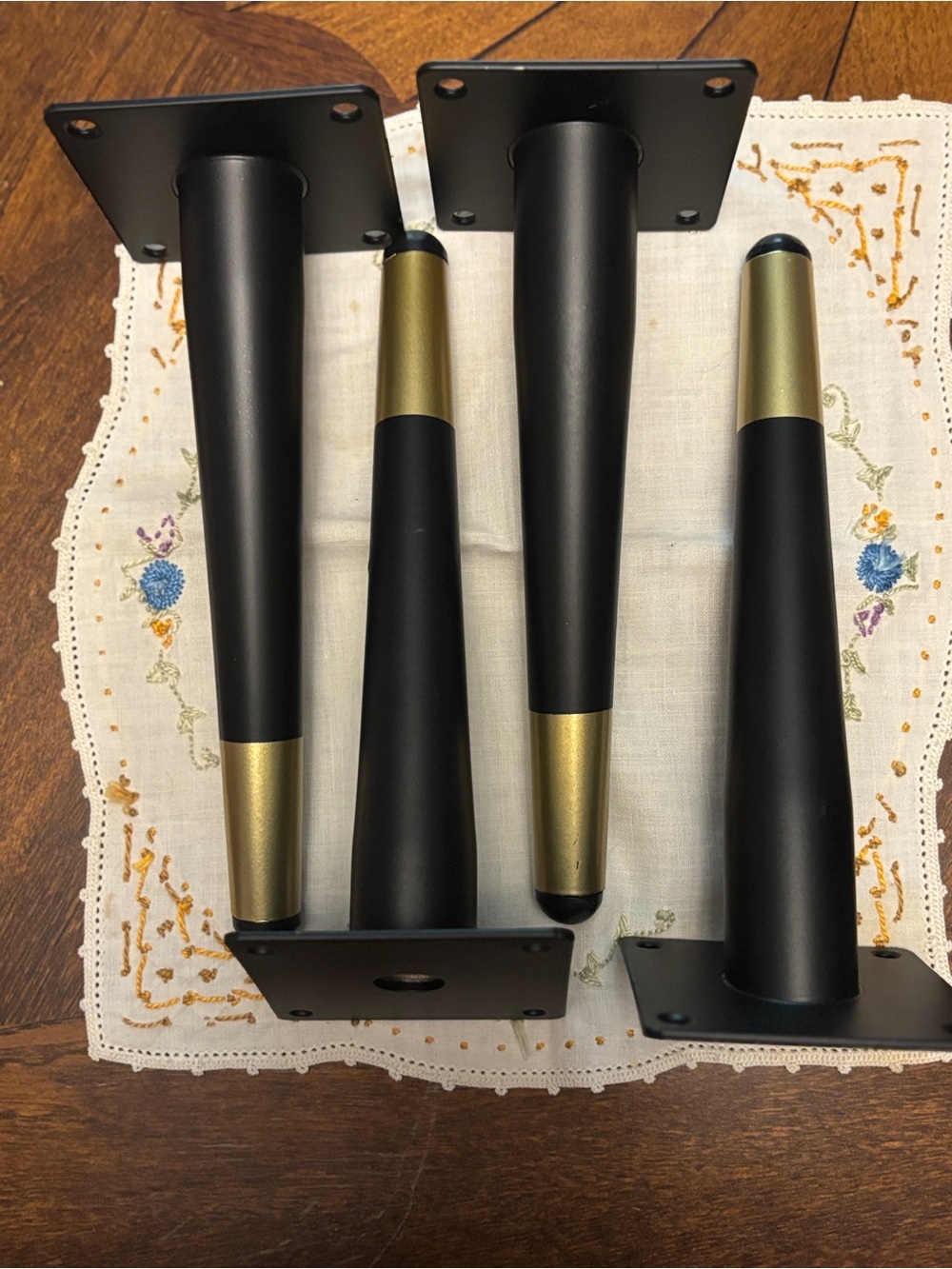 Matte Black & Gold Tapered Sofa/Chair/Table Legs - Set of 4
